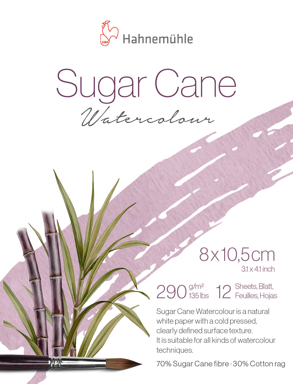 Sugar Cane Watercolour Miniblock 8 × 10,5 cm, 290 g/m², 12 Blatt – Hahnemühle