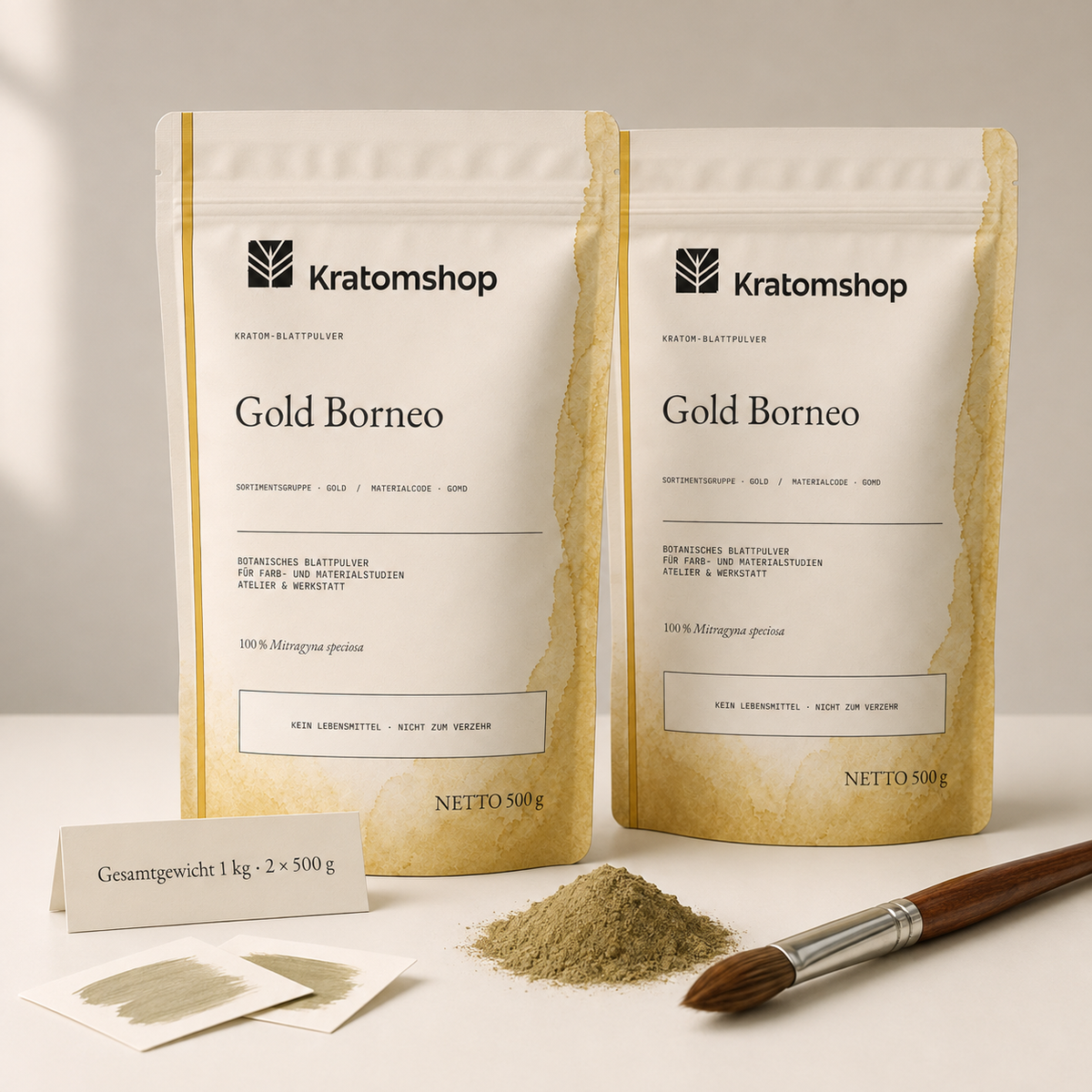 Kratom leaf powder · Material group Gold · Material code GOMD · Leaf Archive 11 · Gold Borneo