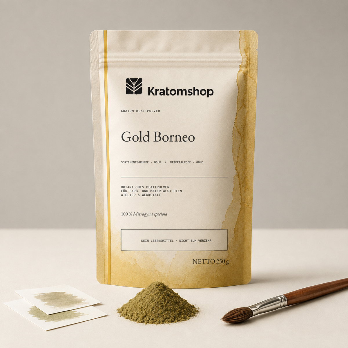 Kratom leaf powder · Material group Gold · Material code GOMD · Leaf Archive 11 · Gold Borneo