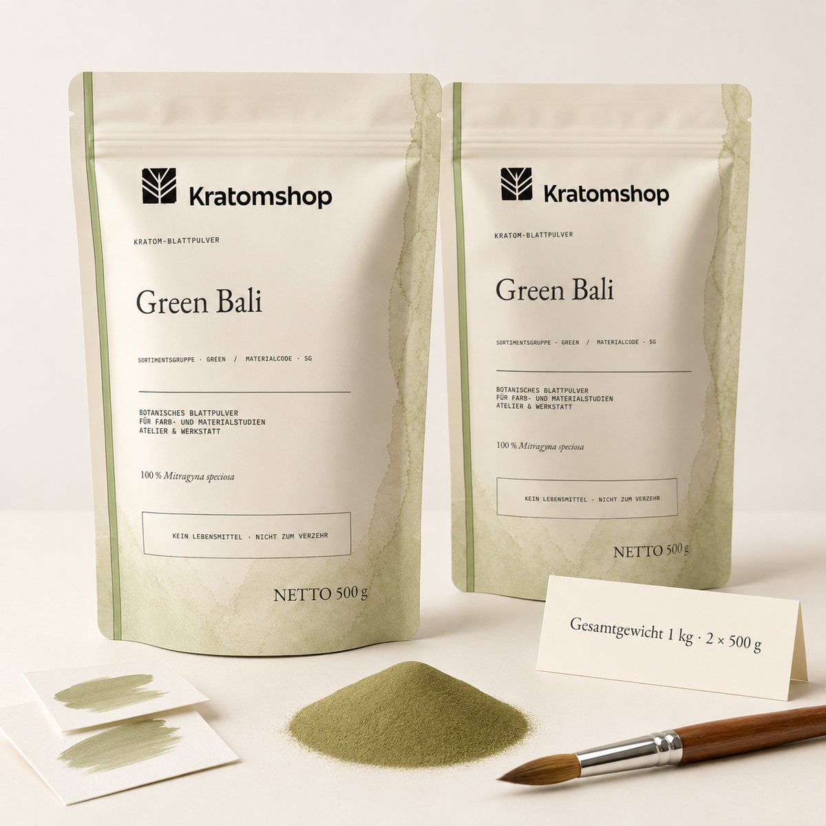 Kratom leaf powder · Material group Green · Material code SG · Leaf Archive 01 · Green Bali