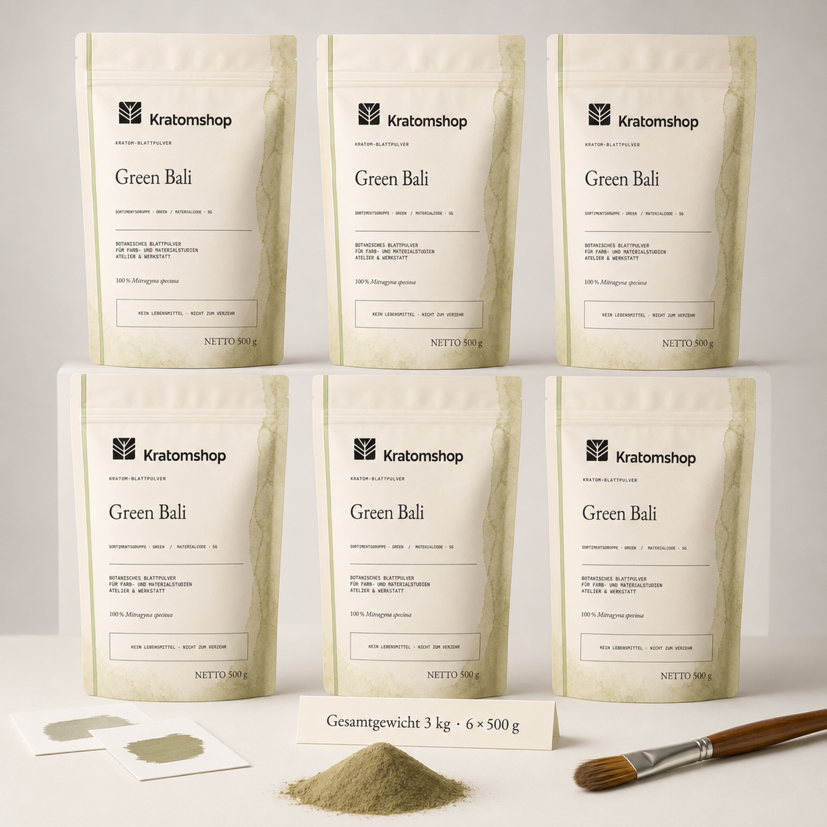 Kratom leaf powder · Material group Green · Material code SG · Leaf Archive 01 · Green Bali