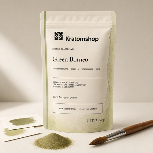 Kratom leaf powder · Material group Green · Material code SGMD · Leaf Archive 02 · Green Borneo
