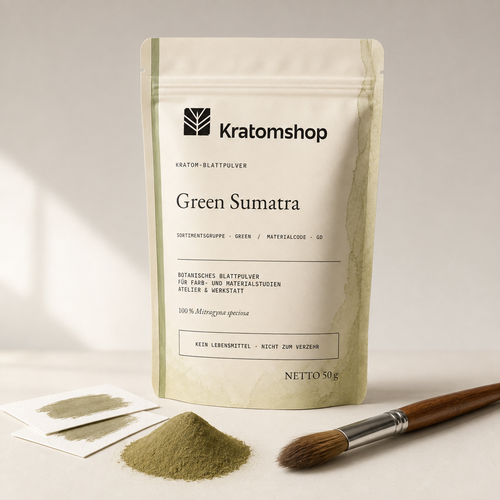 Kratom leaf powder · Material group Green · Material code GD · Leaf Archive 03 · Green Sumatra
