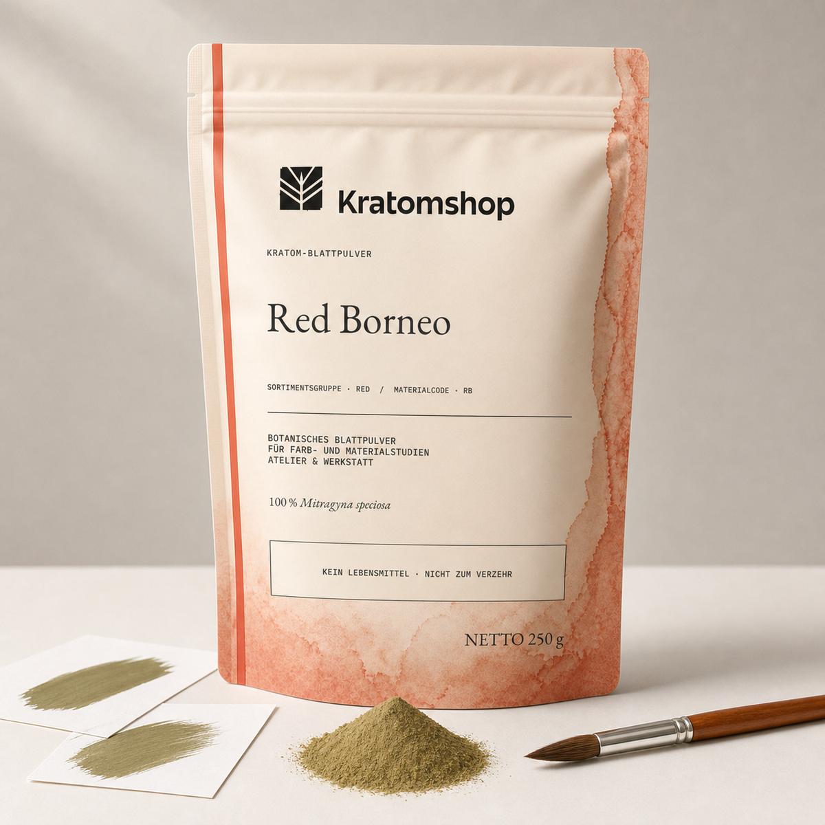 Kratom leaf powder · Material group Red · Material code RB · Leaf Archive 07 · Red Borneo