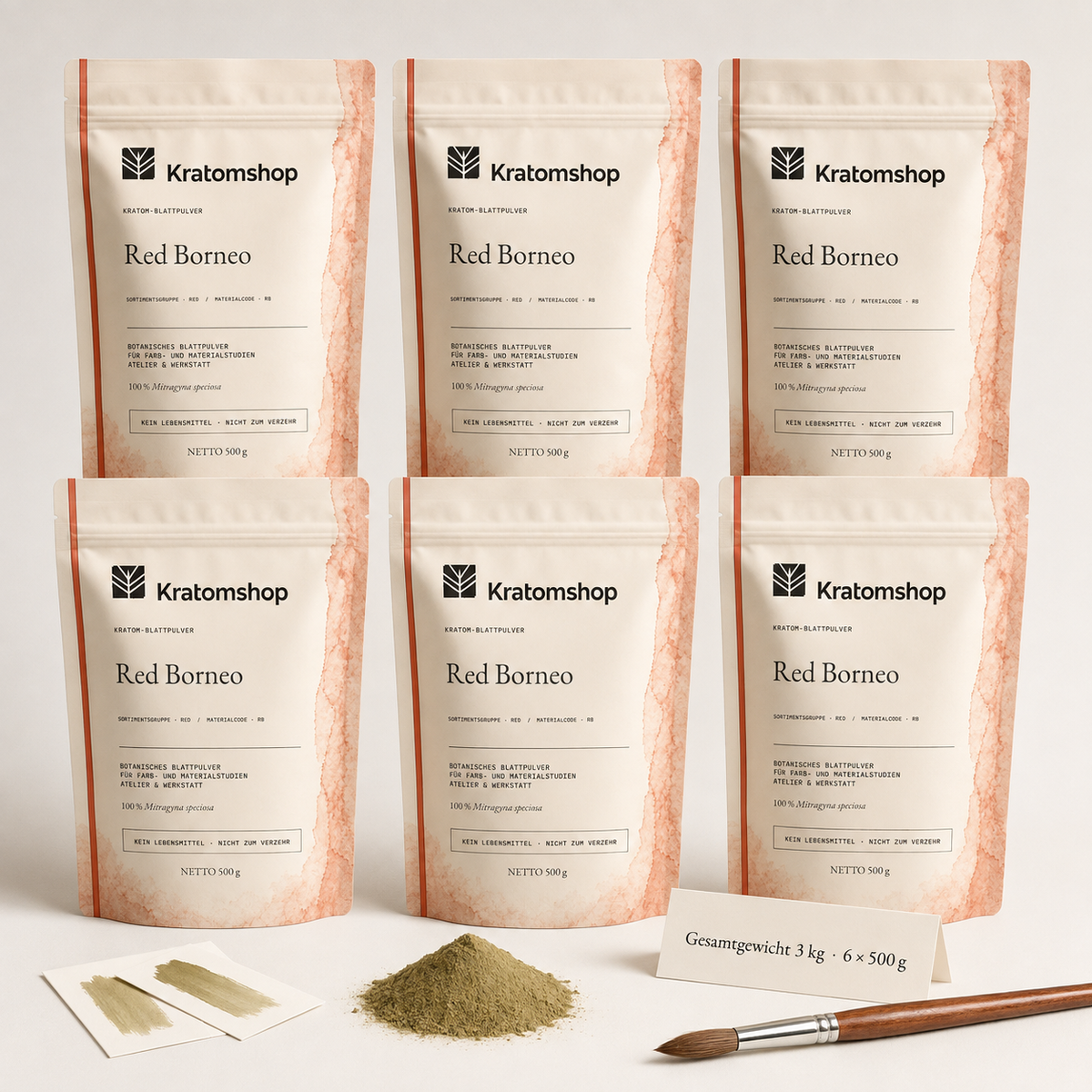 Kratom leaf powder · Material group Red · Material code RB · Leaf Archive 07 · Red Borneo