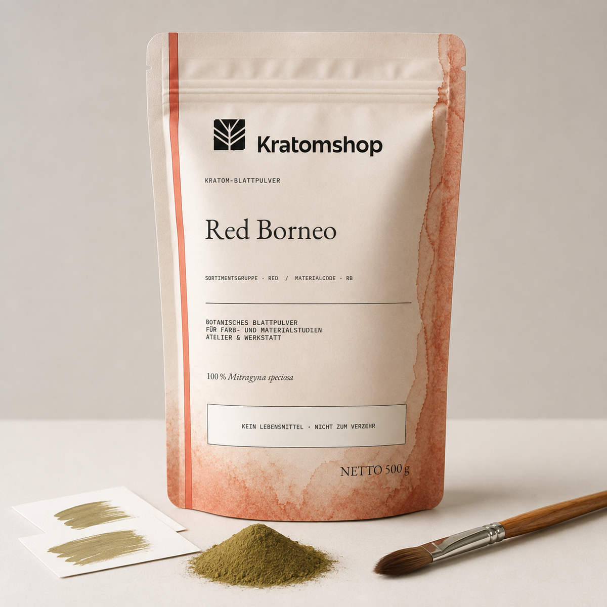 Kratom leaf powder · Material group Red · Material code RB · Leaf Archive 07 · Red Borneo