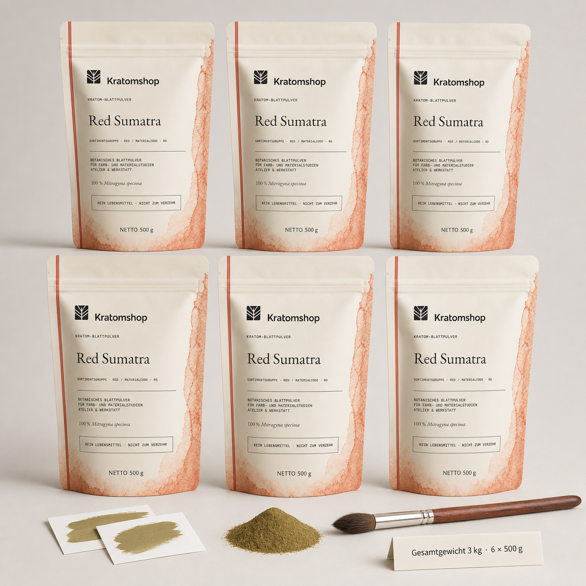 Kratom leaf powder · Material group Red · Material code RD · Leaf Archive 06 · Red Sumatra