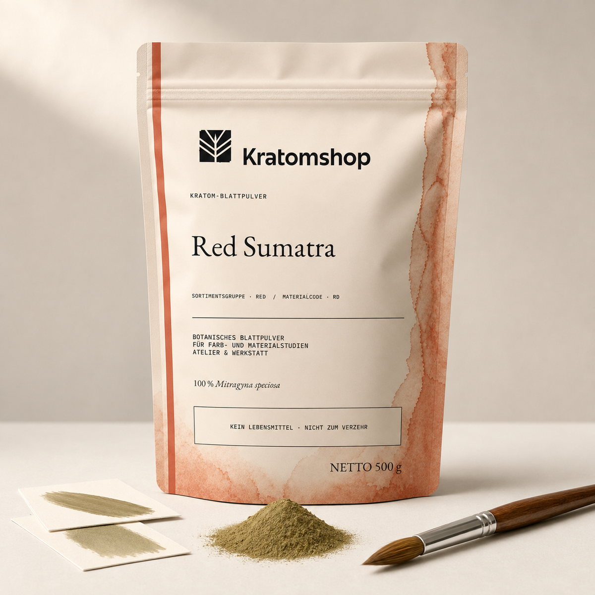 Kratom leaf powder · Material group Red · Material code RD · Leaf Archive 06 · Red Sumatra