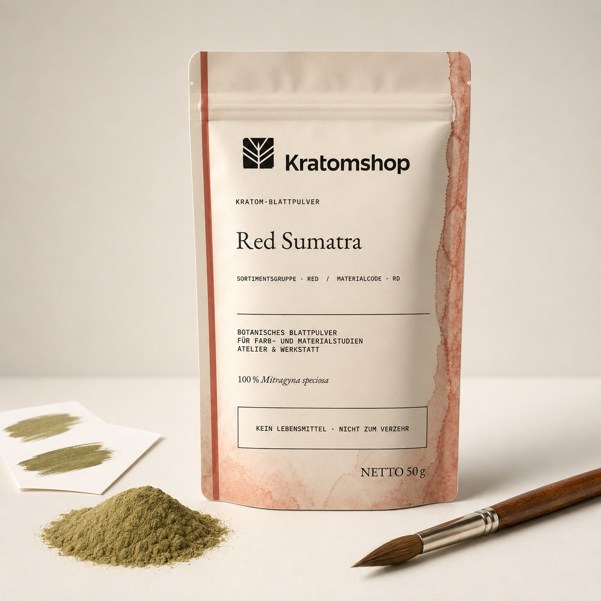 Kratom leaf powder · Material group Red · Material code RD · Leaf Archive 06 · Red Sumatra