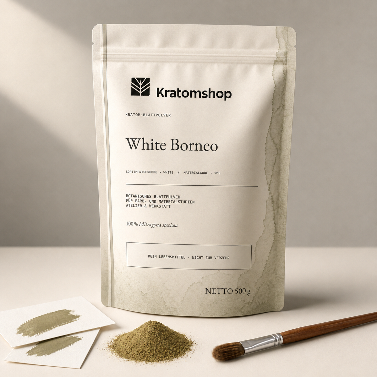 Kratom leaf powder · Material group White · Material code WMD · Leaf Archive 08 · White Borneo