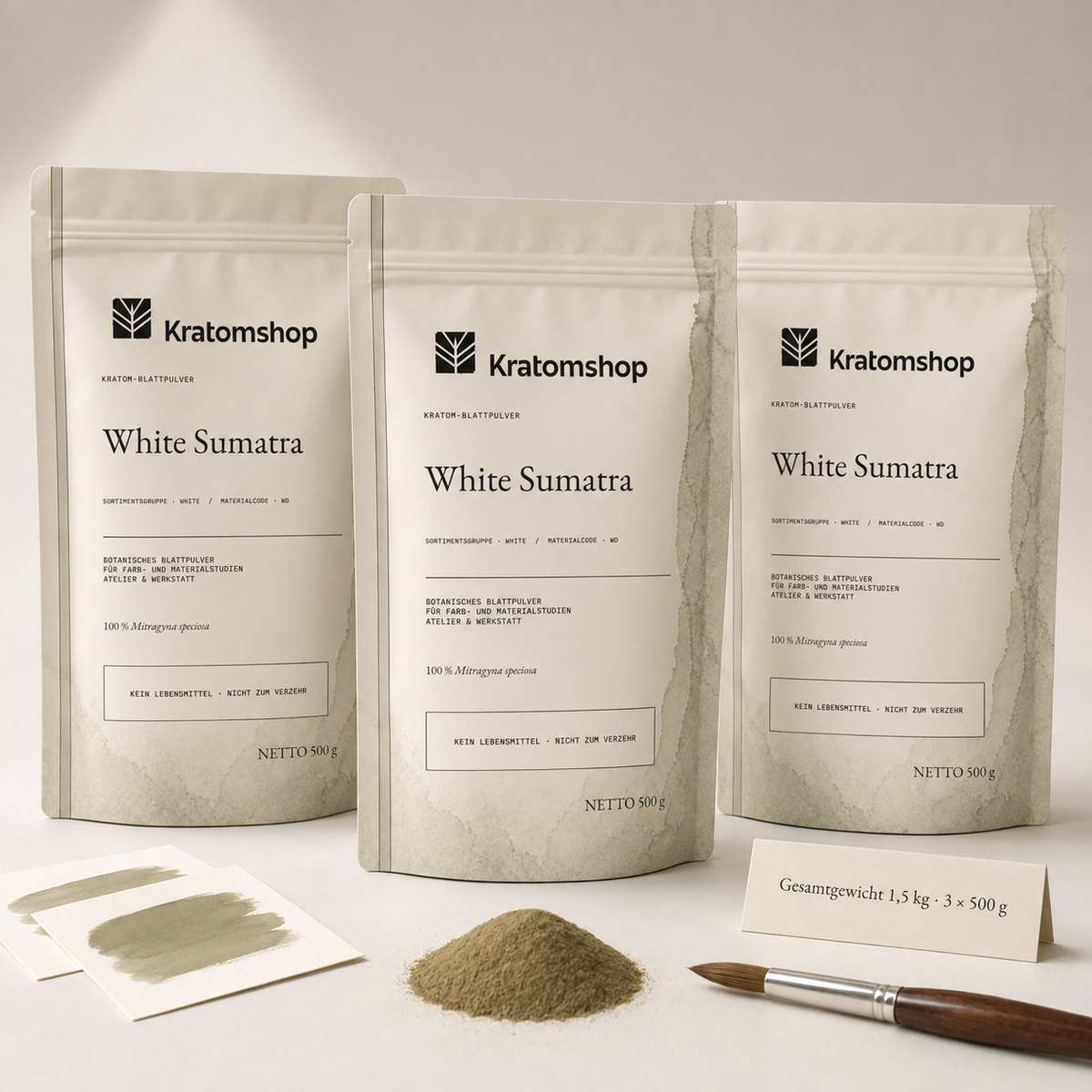 Kratom leaf powder · Material group White · Material code WD · Leaf Archive 09 · White Sumatra