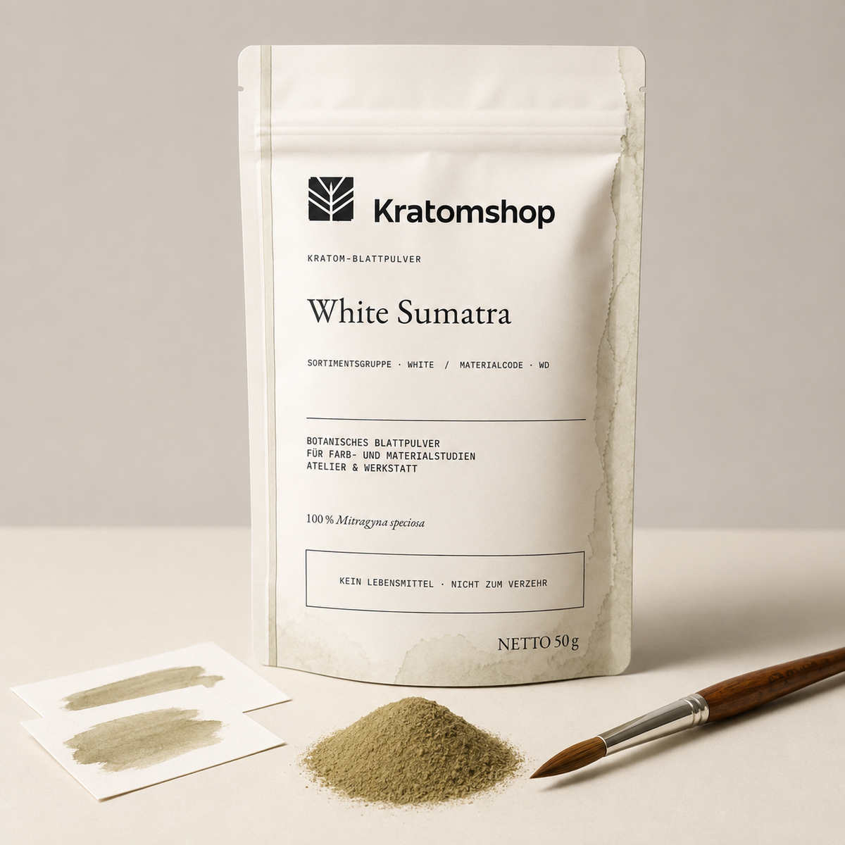 Kratom leaf powder · Material group White · Material code WD · Leaf Archive 09 · White Sumatra